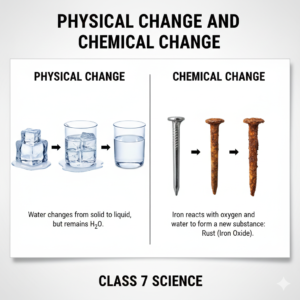 CLASS 7 SCIENCE :PHYSICAL CHANGE AND CHEMICAL CHANGE