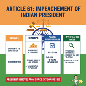 राष्ट्रपति पर महाभियोग चलाने की प्रक्रिया(अनुच्छेद- 61)