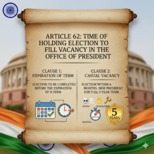 राष्ट्रपति का पद भरने हेतु निर्वाचन(अनुच्छेद- 62)